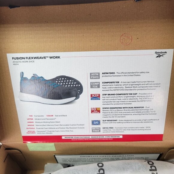 Reebok Women Blue RB314 Fusion Flexweave Safety Toe Athletic Work Shoe Size 12M - Picture 7 of 8